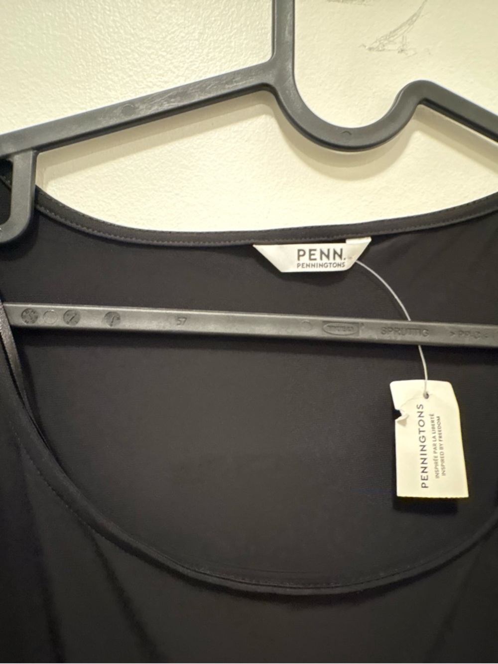 Penningtons Black Midi Dress Short Sleeve Elastic Waist Minimalist NWT - Picture 5 of 8